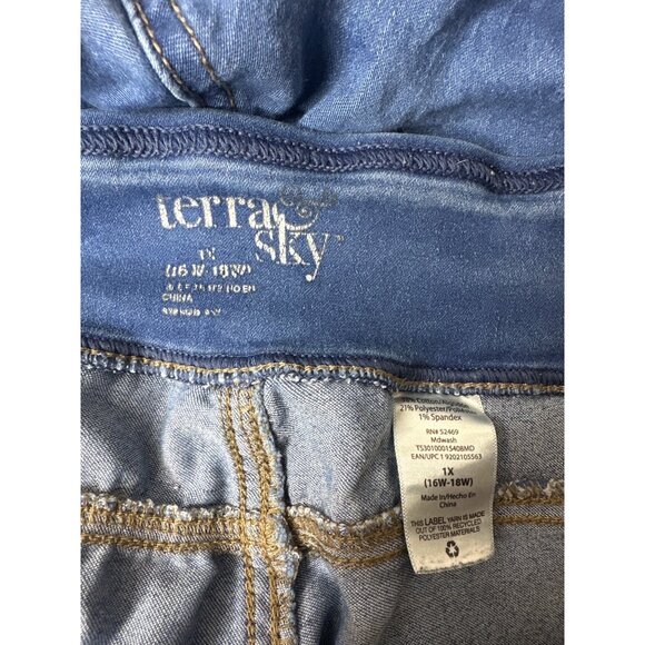 Terra & Sky 2 Pairs Womens Plus Size Jeggings 16W Black & Blue Stretch Denim - Picture 8 of 8